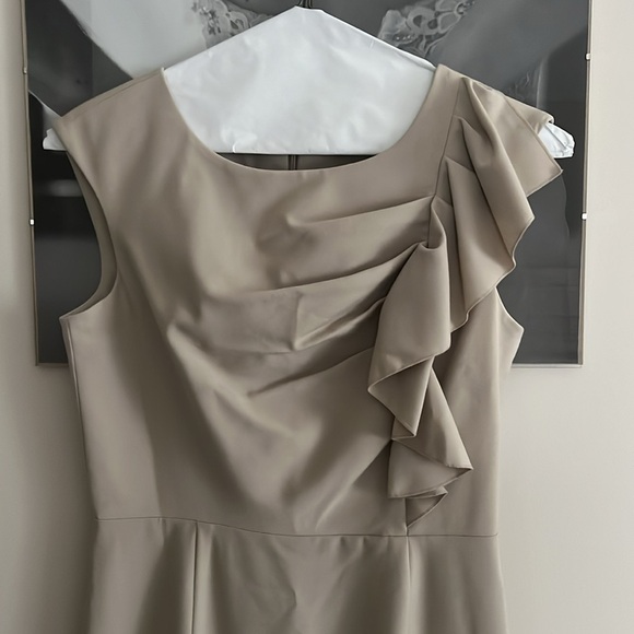 CALVIN KLEIN ruffled tan dress - Picture 2 of 4